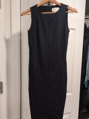 MINISTRY OF SUPPLY Sleeveless Navy Midi Sheath Dress